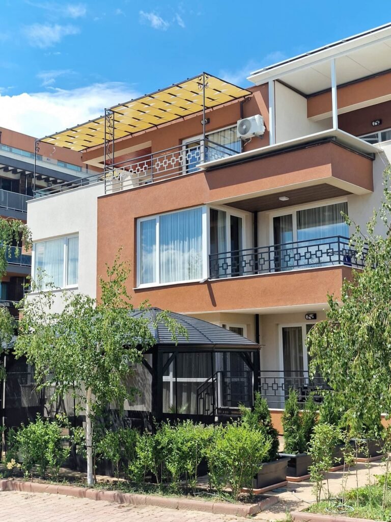 Free private parking area at Ferano Beach Apartments, Nessebar